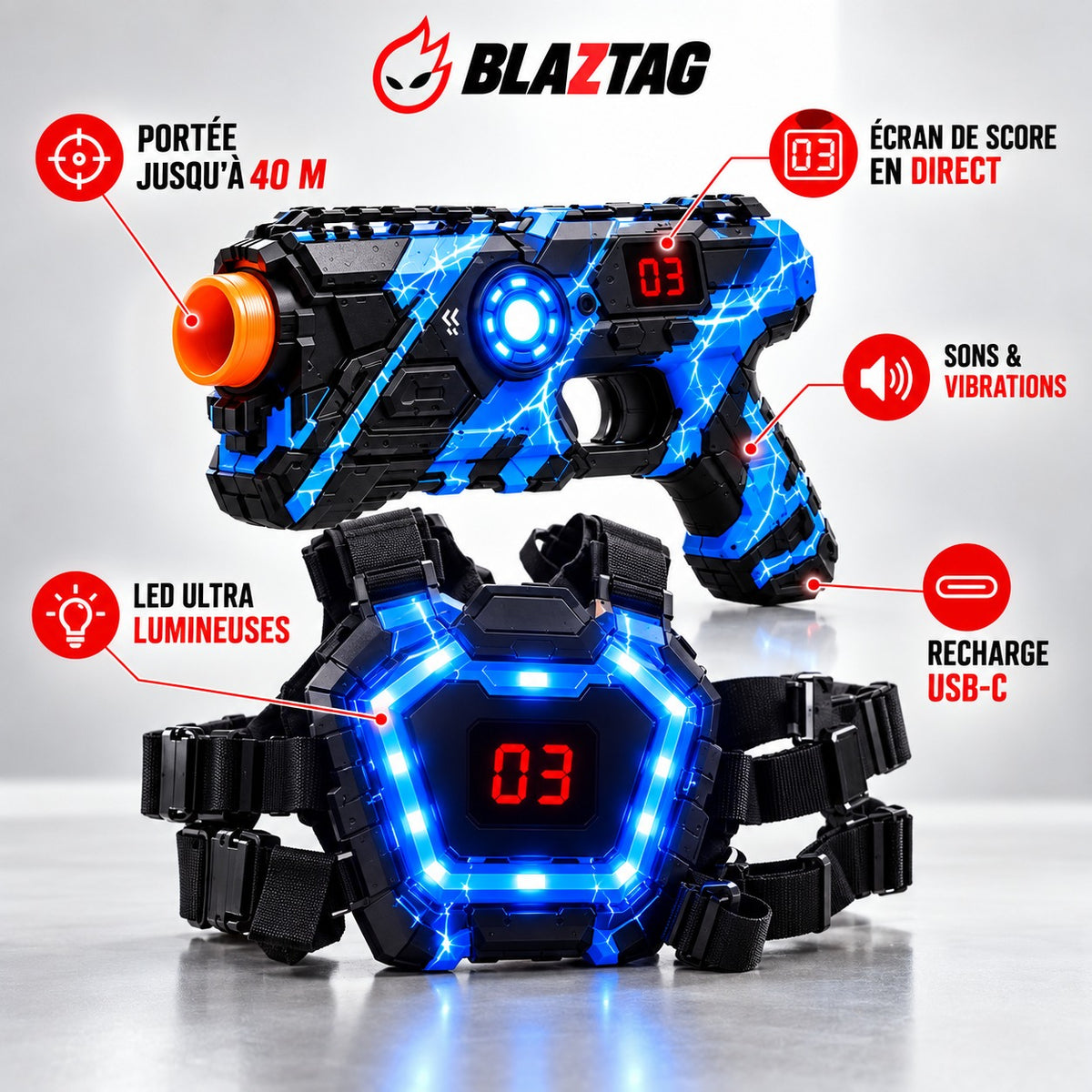 Kit Laser Game BLAZTAG – L'arène à la maison