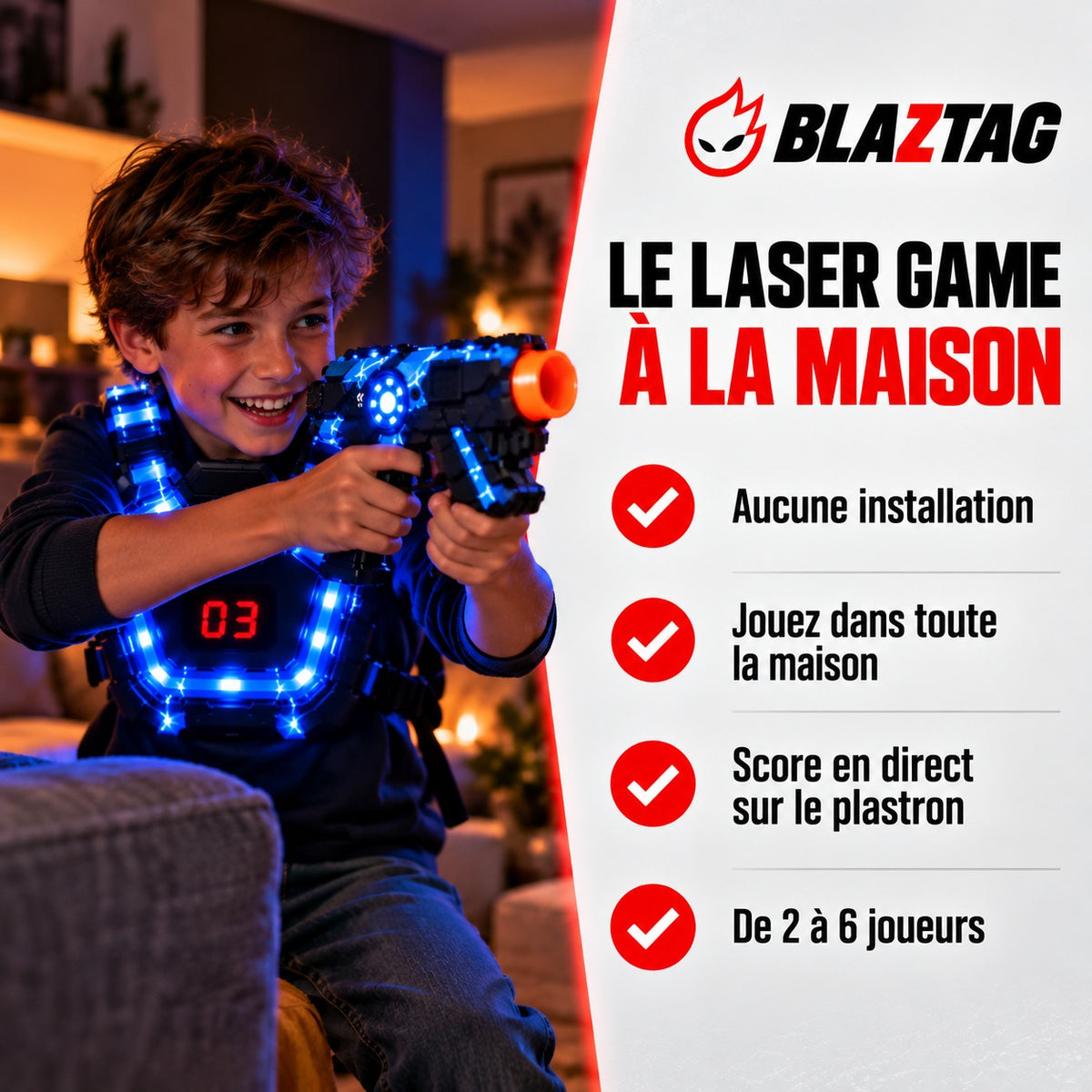 Kit Laser Game BLAZTAG – L'arène à la maison